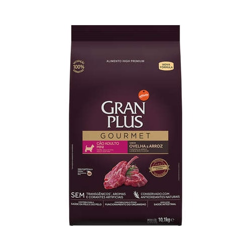 Ração Gran Plus Gourmet Ovelha Arroz Cães Adultos Raças Minis 3kg