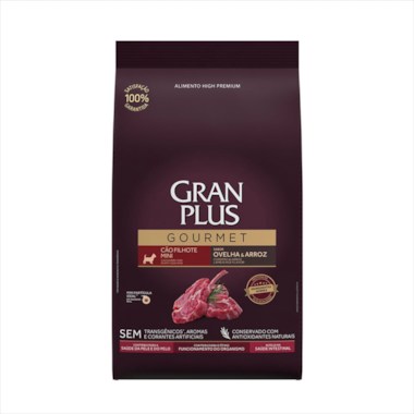 Ração Gran Plus Gourmet Ovelha Arroz Cães Filhotes Raças Minis 3kg