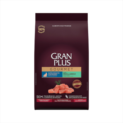 Ração Gran Plus Gourmet Peru Arroz Gatos Castrados 10,1kg