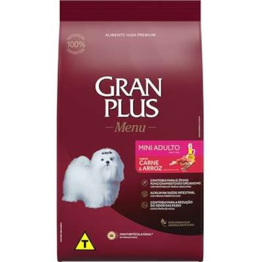 Ração Gran Plus Menu Carne Arroz Cães Adultos Raças Minis 10,1kg