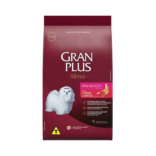 Ração Gran Plus Menu Carne Arroz Cães Adultos Raças Minis 3kg