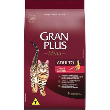 Ração Gran Plus Menu Carne Arroz Gatos Adultos 10,1kg