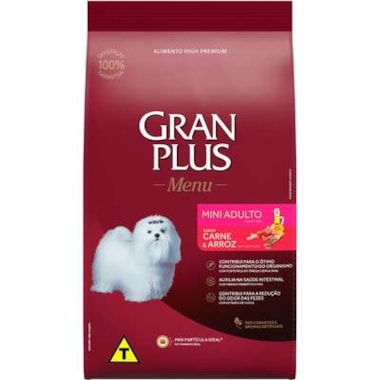 Ração Gran Plus Menu Carne e Arroz Cães Adultos Raças Minis 1kg
