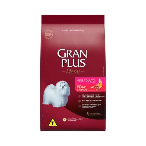Ração Gran Plus Menu Carne e Arroz Cães Adultos Raças Minis 1kg