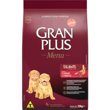 Ração Gran Plus Menu Carne e Arroz Cães Filhotes Raças Médias e Grandes 15kg