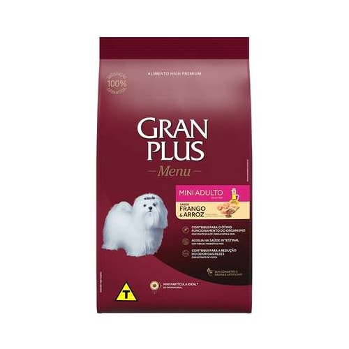 Ração Gran Plus Menu Frango Arroz Cães Adultos Raças Minis 10,1kg