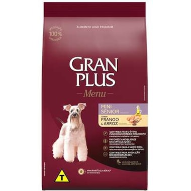 Ração Gran Plus Menu Frango Arroz Cães Sênior Raças Minis 3kg