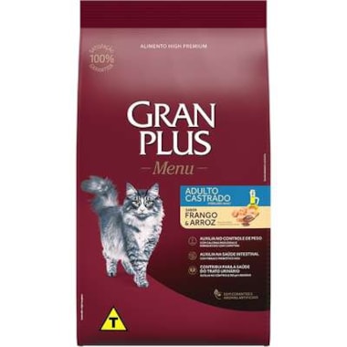 Ração Gran Plus Menu Frango Arroz Gatos Adultos Castrados 3kg