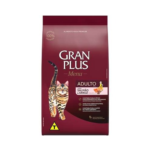 Ração Gran Plus Menu Salmão Arroz Gatos Adultos 3kg