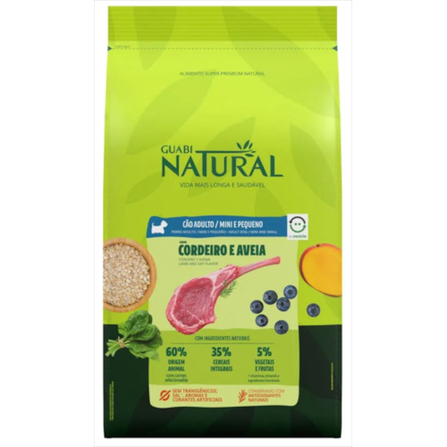 Ração Guabi Natural Cordeiro Aveia Cães Adultos Raças Pequenas 1kg