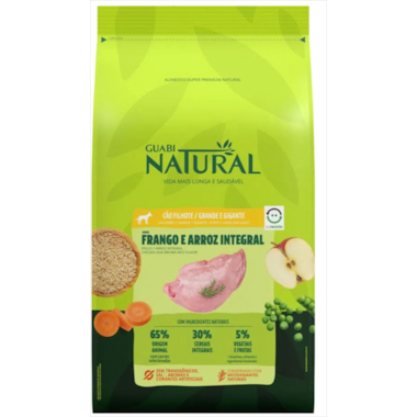 Ração Guabi Natural Frango Arroz Integral Cães Filhotes Raças Gigantes 12kg