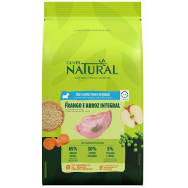 Ração Guabi Natural Frango Arroz Integral Cães Filhotes Raças Pequenas 1kg
