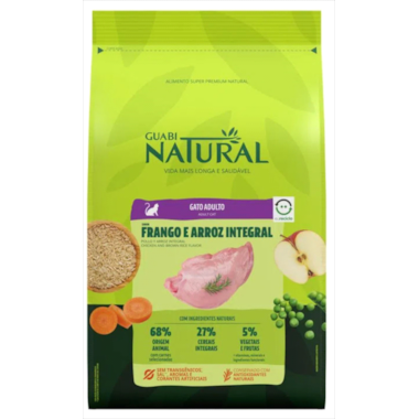 Ração Guabi Natural Frango Arroz Integral Gatos Adultos 1,5kg