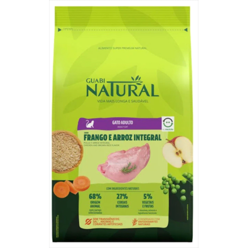 Ração Guabi Natural Frango Arroz Integral Gatos Adultos 1,5kg