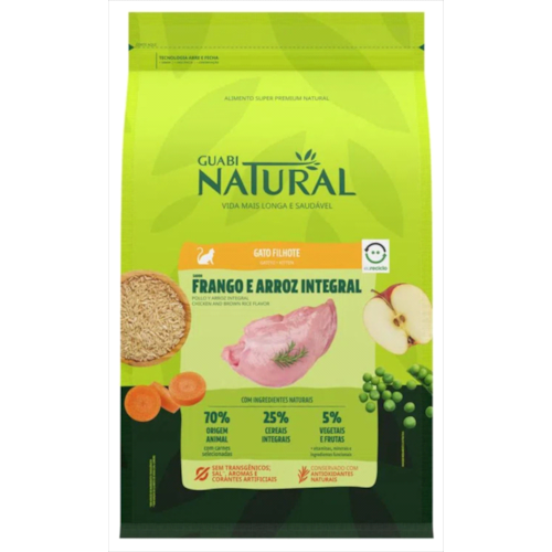 Ração Guabi Natural Frango e Arroz Integral Gatos Filhotes 500g