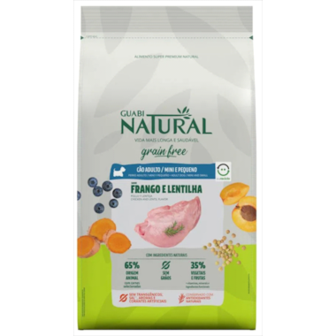 Ração Guabi Natural Grain Free Frango Lentilha Cães Adultos Raças Minis 10,1kg