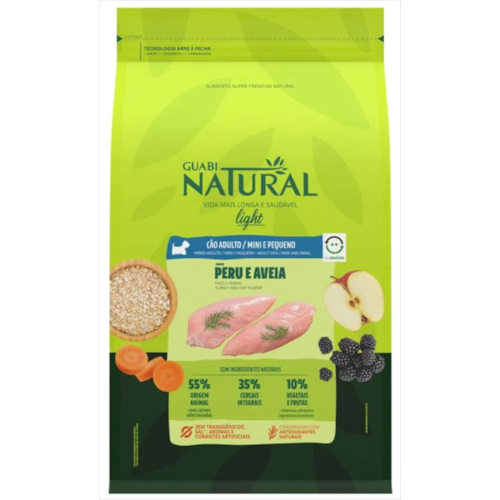 Ração Guabi Natural Light Peru Aveia Cães Adultos Raças Mini e Pequenas 2,5kg