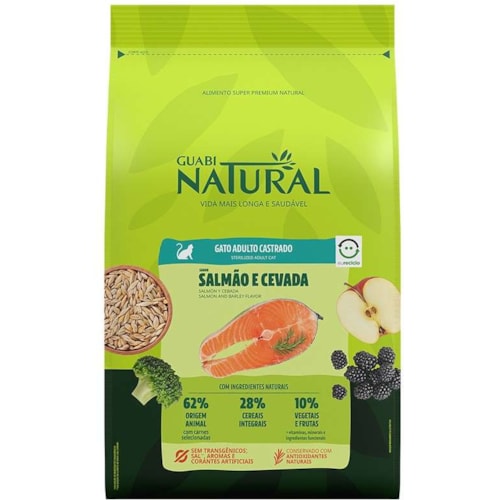 Ração Guabi Natural Salmão Cevada Gatos Adultos Castrados 1,5kg