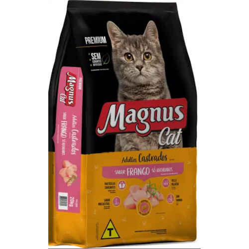Ração Magnus Cat Frango Só Recheados Gatos Castrados 20kg