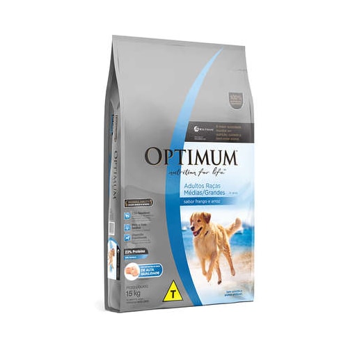 Ração Optimum Frango Arroz Cães Adultos Raças Media e Grandes 15kg