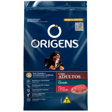 Ração Origens Carne e Cereais Cães Adultos Raças Grandes 3kg