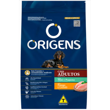 Ração Origens Frango e Cereais Cães Adultos Raças Mini e Pequenas 1kg