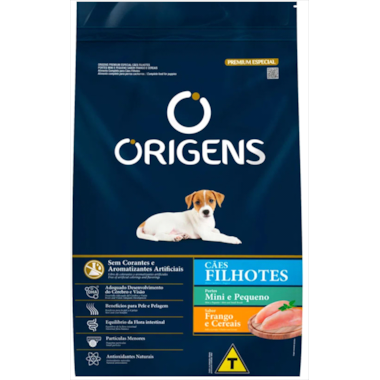 Ração Origens Frango e Cereais Cães Filhotes Raças Mini e Pequenas 1kg