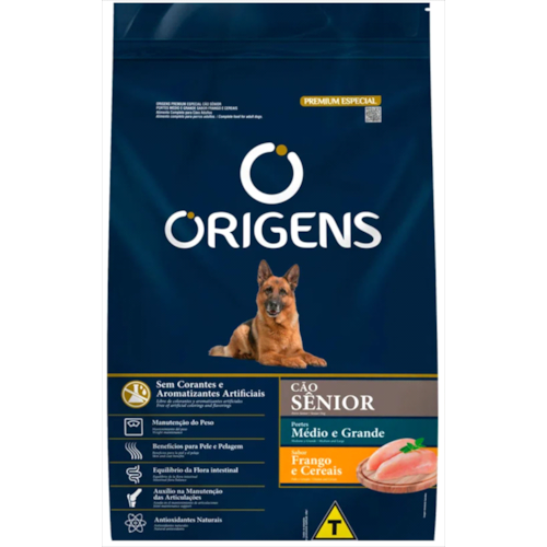 Ração Origens Frango e Cereais Cães Sênior Raças Medias e Grandes 3kg