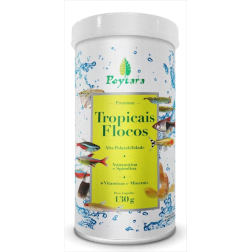 Ração Poytara Flocos Tropicais 130g