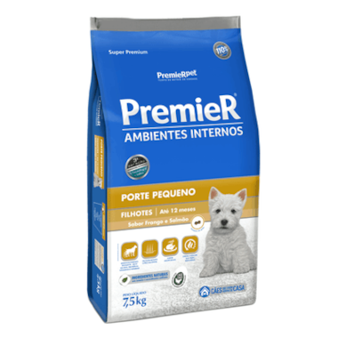 Ração Premier Ambientes Internos cães Filhotes 7,5kg