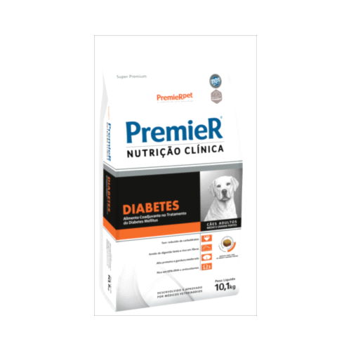 Ração Premier Diabetes Cães Raças Medias e Grandes 10,1kg