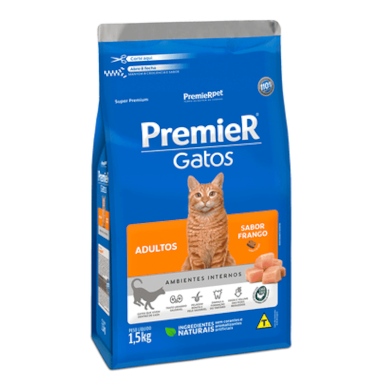 Ração Premier Frango Ambientes Internos Gatos Adultos 1,5kg