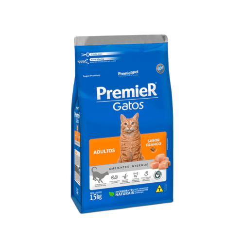 Ração Premier Frango Ambientes Internos Gatos Adultos 1,5kg