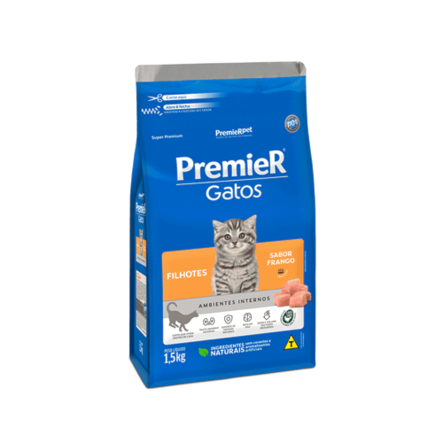 Ração Premier Frango Ambientes Internos Gatos Filhotes 1,5kg