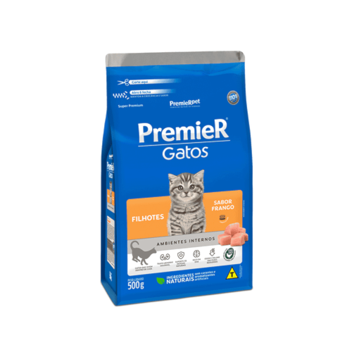Ração Premier Frango Ambientes Internos Gatos Filhotes 500g