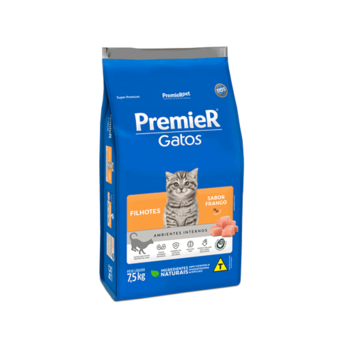 Ração Premier Frango Ambientes Internos Gatos Filhotes 7,5kg