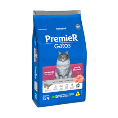 Ração Premier Frango Gatos Adultos Castrados A.I 7 a 11 anos 7,5kg