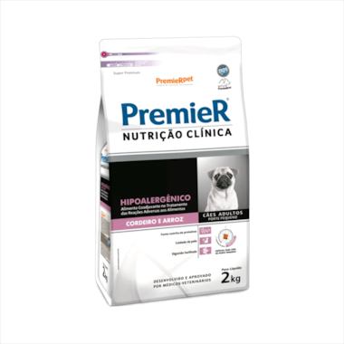 Ração Premier Hipoallergenic Cordeiro Arroz Cães Adultos Raças Pequenas 2kg