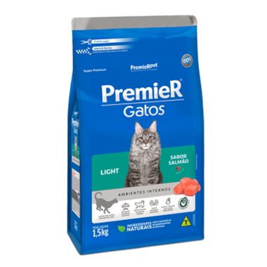 Ração Premier Light Salmão Ambientes Internos Gatos Adultos 1,5kg