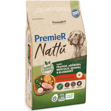 Ração Premier Nattu Abobora Cães Adultos Raças Medias 12kg
