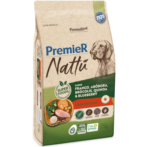 Ração Premier Nattu Abobora Cães Adultos Raças Medias 12kg