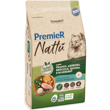 Ração Premier Nattu Abobora Cães Adultos Raças Pequenas 10,1kg