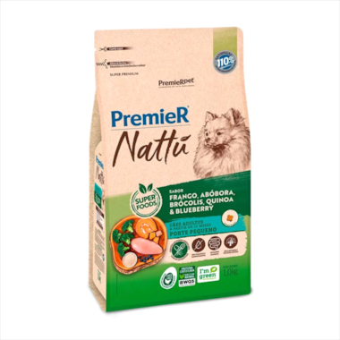 Ração Premier Nattu Abóbora Cães Adultos Raças Pequenas 1kg