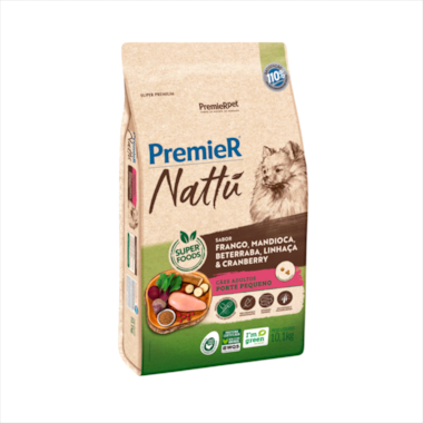 Ração Premier Nattu Mandioca Cães Adultos Raças Pequenas 10,1kg
