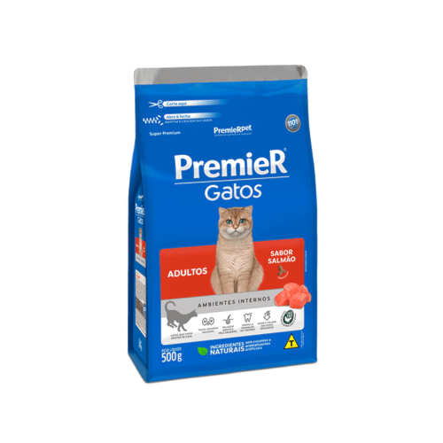 Ração Premier Salmão Ambientes Internos Gatos Adultos 500g