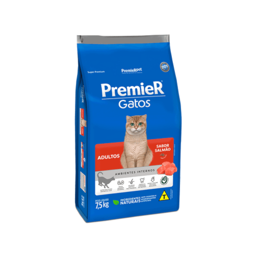 Ração Premier Salmão Ambientes Internos Gatos Adultos 7,5kg