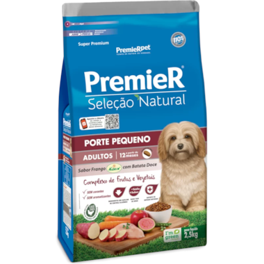 Ração Premier Seleção Natural Batata Doce Cães Adultos Raças Pequenas 2,5kg