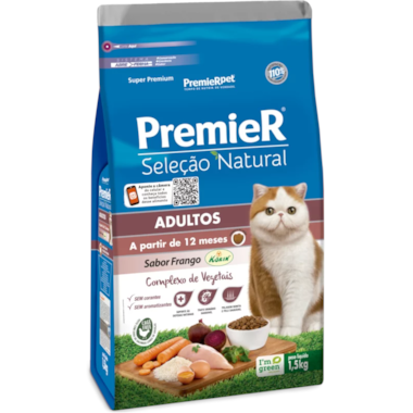 Ração Premier Seleção Natural Gatos Adultos 1,5kg