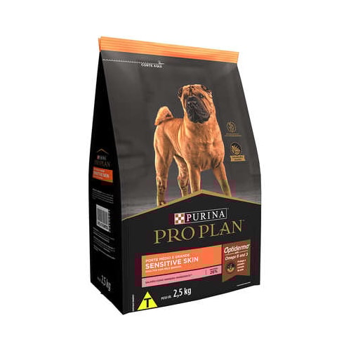 Ração Pro Plan Sensitive Skin Cães Adultos Raças Media e Grandes 2,5kg