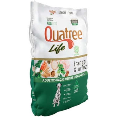 Ração Quatree Life Frango Arroz Cães Adultos Raças Media e Grandes 3kg